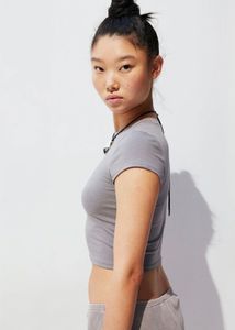 Basic Grey Cropped Jersey T-shirt