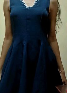 Chic Navy Blue Fit &amp; Flare Dress