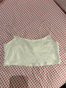 Ribbed White Spaghetti Strap Tank Top