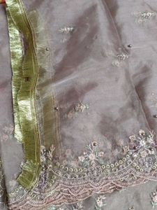 Dusty mauve suit with  embroidery dupatta