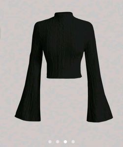 Brand new Savana Black Bell Sleeve Mock Neck Top