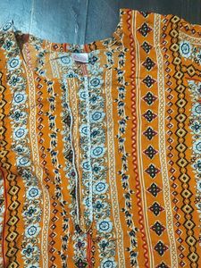 Orange Ethnic Printed Kurta