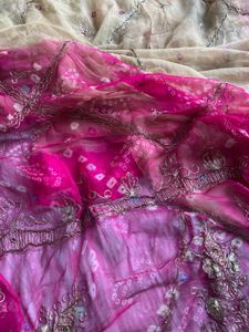 Beautiful Embroidered  bandhani Saree