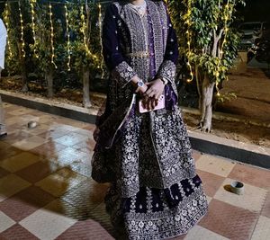 Elegant Purple Velvet Gharara