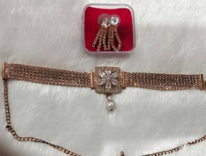 Stunning Rose Gold Choker &amp; Earring Set