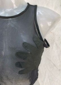 Mesh Hand Detail Crop Top