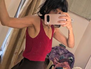 Chic Red Knit Tank Top