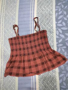 Pink Plaid Tie-Front Shirt