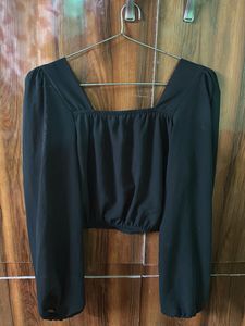 Chic Crochet &amp; Sheer Sleeve Top