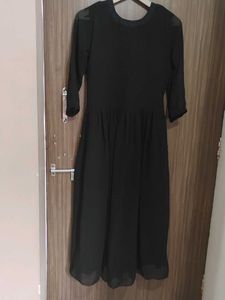 Black Kurta with Embroidered Neckline