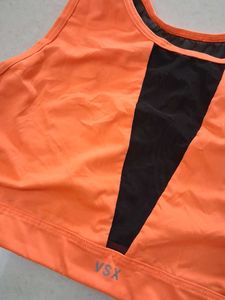 M Orange Sports Bra with Mesh Detail