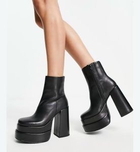 Chunky Platform Heeled Boots