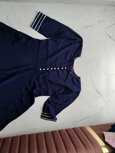 Navy Blue Kurta Set with Skirt and dupatta