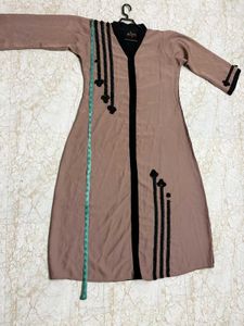 Elegant Abaya with Black Embellishments