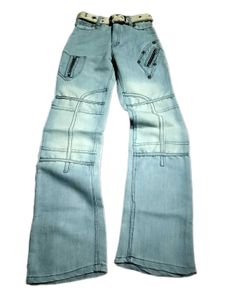 RARE Y2K ZIPWORK STRAIGHT FIT JEANS WITH BELT