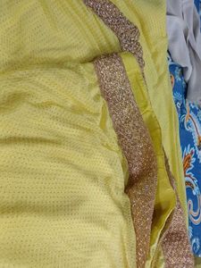 Light Weight Crape Yello Saree Not Used One