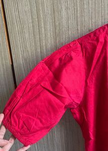 Chic Red Peplum Blouse with Tie Detail