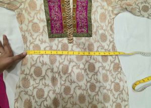 Beautiful Cream &amp; Pink Kurta Set