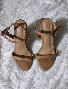 Tan Suede Strappy Heeled Sandals