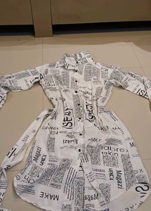 Chic Newspaper Print Shirt Dress
