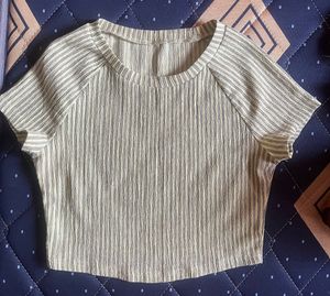 Striped Textured Cropped Top