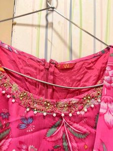 W's Elegant Pink floral ready to wear saree