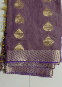 Beautiful hand woven Purple Saree with Gold Motifs