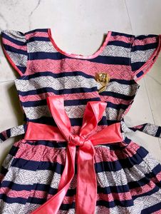 Cute Striped Dress with Bow