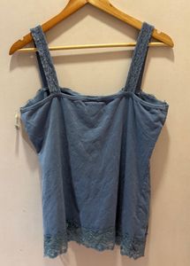 Lace Trimmed Blue Cami Top