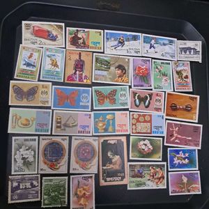 33 vintage Bhutan Stamp Collection