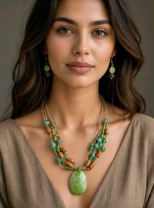 Boho Beaded Necklace and Earrings Set