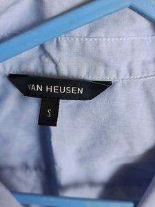 Light Blue Button-Up Shirt with Floral Detail