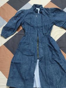 Stylish Denim Dress with Unique Sleeves