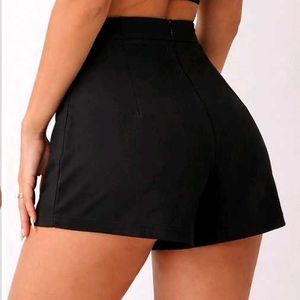 Black Slit-Front Shorts