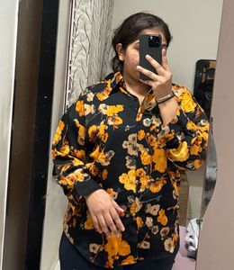 Floral Print Button-Up oversized Shirt