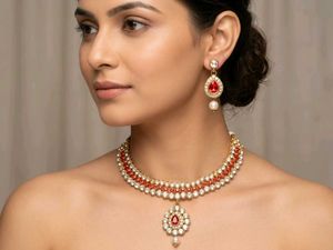 Stunning Red & White Stone Jewellery Set