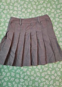 Grey Pleated Mini Skirt