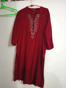 Red Embroidered Kurta set