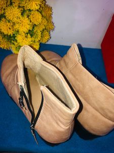 Tan Ankle Boots with Block Heel