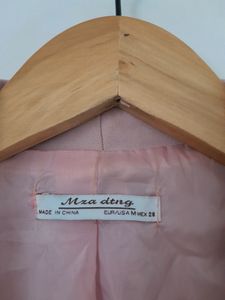Chic Blush Pink Ruched Sleeve Blazer