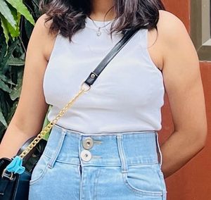 Zara Classic White Ribbed Tank Top