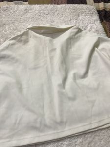 White Cropped Quarter Zip Sweatshirt