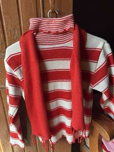 Striped sweater with beautiful scarf