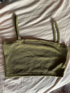 Olive Green Cropped Tank Top