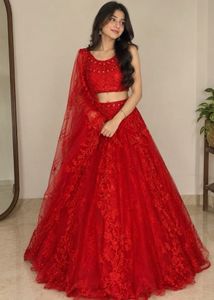 Stunning Red Embroidered Lehenga Choli