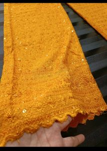 Yellow Chikankari Palazzo Pants