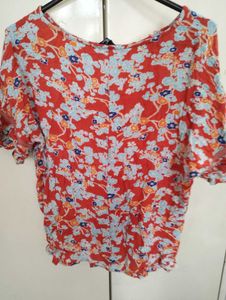 Red Floral Print Top