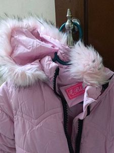 Pink Puffer Jacket with Fur Hood
