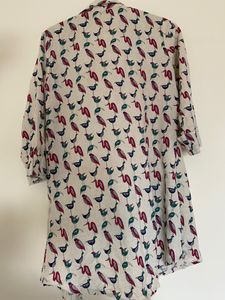 White Printed Long Top