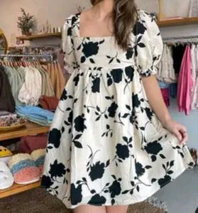 Chic Floral Puff Sleeve Mini Dress